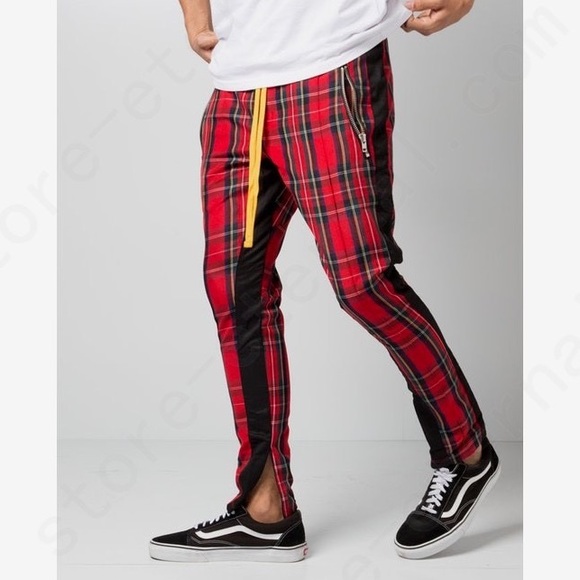 Civil Regime Red Tartan Plaid Jogger Pants